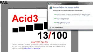 Internet Explorer 8 kraschar vid ACID3-test