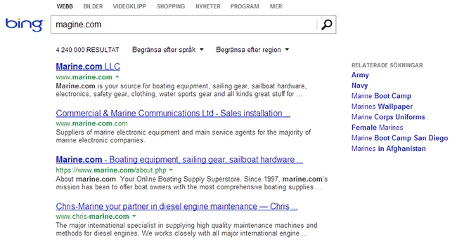 Sökmotorn Bing är helt omöjlig