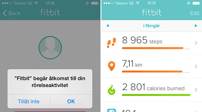 Appen Fitbit på Iphone 5S
