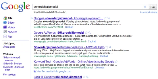 Webbfunktion och Google