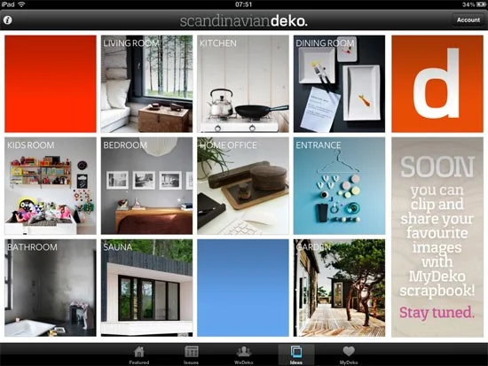 Scandinavian Deco på Ipad har navigering baserad på puffar