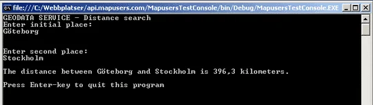 Console Application som ger avståndet fågelvägen mellan två platser givet latitud och longitud