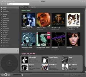 Programmet Spotify som måste installeras för att lyssna på musiken