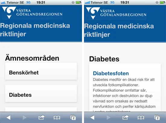 Iphone: Mobile first för Västra Götalandsregionens regionala medicinska riktlinjer