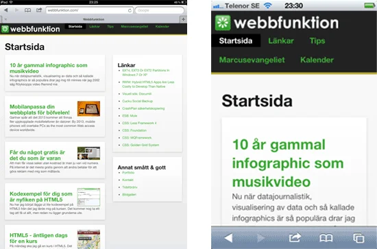 Responsive version av Webbfunktion.com