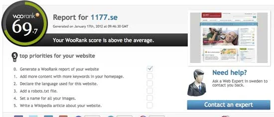 Woorank om 1177.se